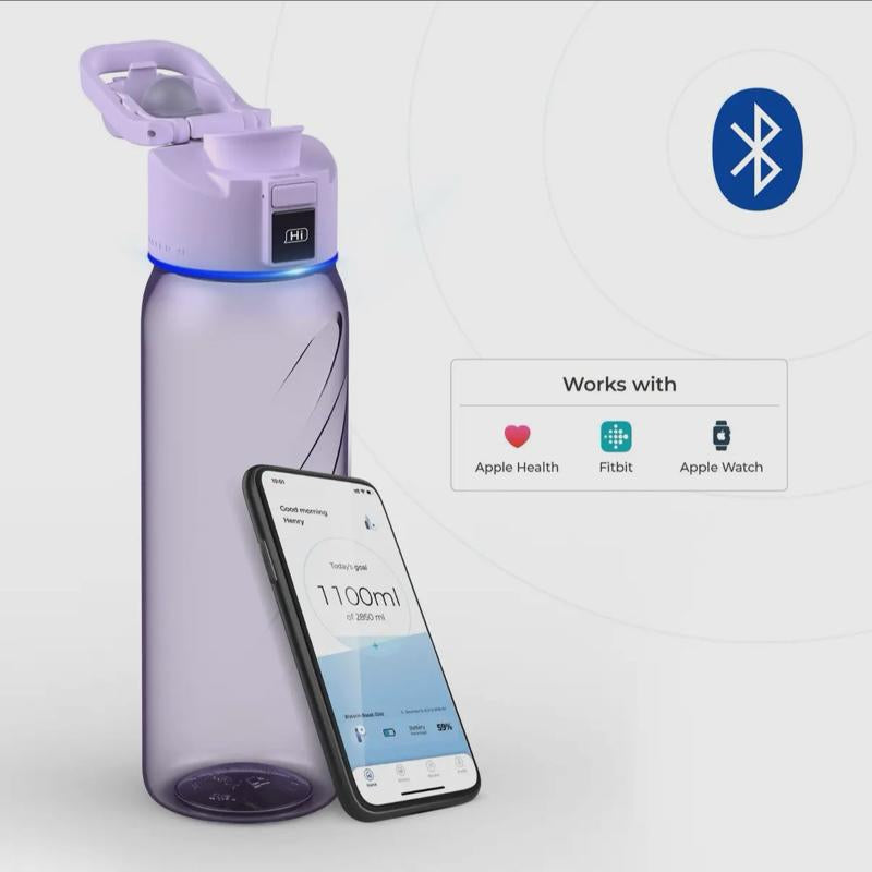 Water Boost Lite Smart Water Bottle - Portable Blue Tumbler with App Integration for Apple Health Fitbit & Apple Watch Real Time Hydration Tracking