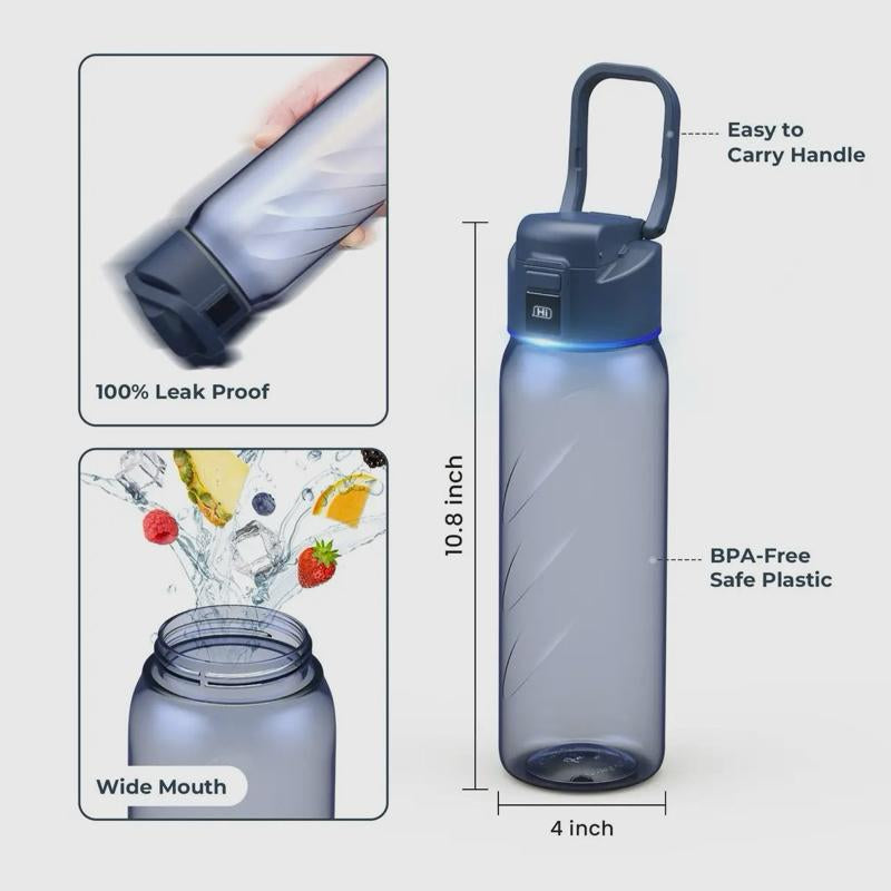 Water Boost Lite Smart Water Bottle - Portable Blue Tumbler with App Integration for Apple Health Fitbit & Apple Watch Real Time Hydration Tracking