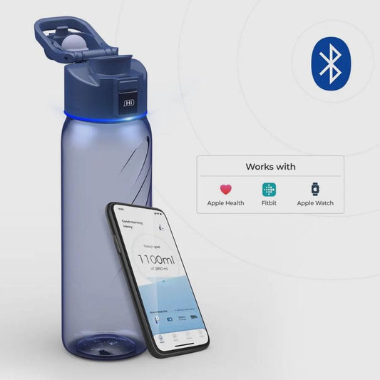 Water Boost Lite Smart Water Bottle - Portable Blue Tumbler with App Integration for Apple Health Fitbit & Apple Watch Real Time Hydration Tracking